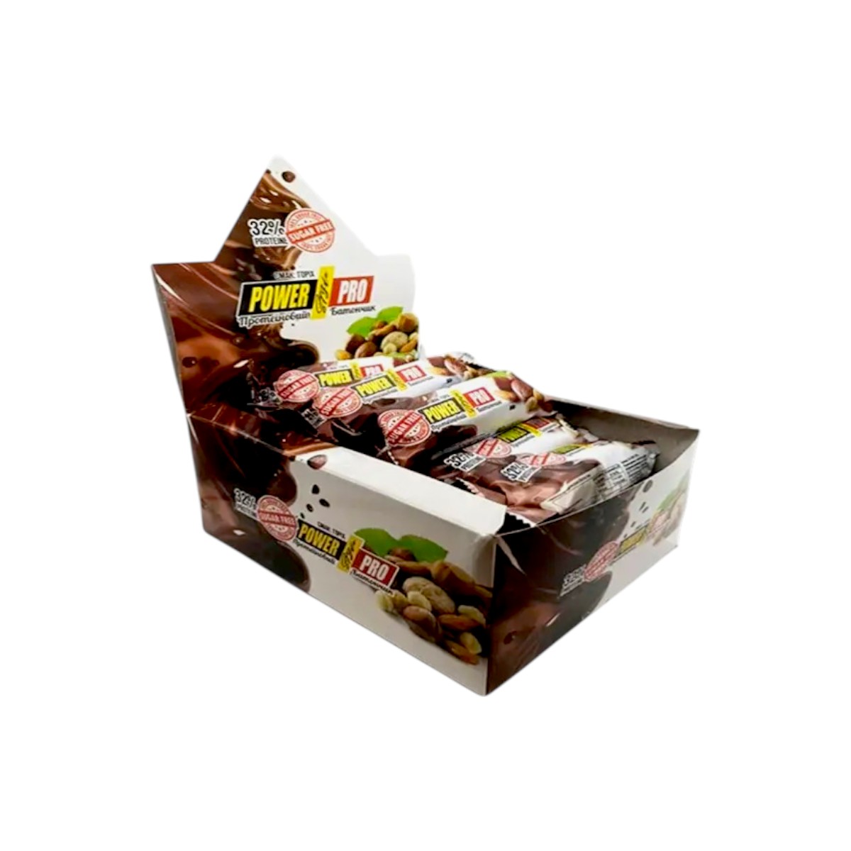 Батончики Power Pro 32% Sugar Free Nutella Горіх / 60 g / 20шт