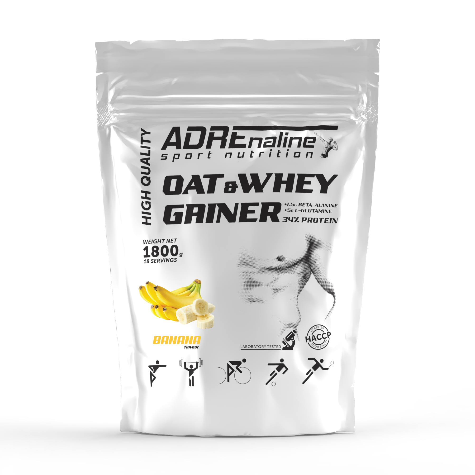 Adrenaline Sport Nutrition Oat & Whey Gainer 34% Protein / 1800 g