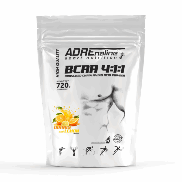 Adrenaline Sport Nutrition BCAA 4:1:1 Branched Chain Amino ACID Powder / 720 g