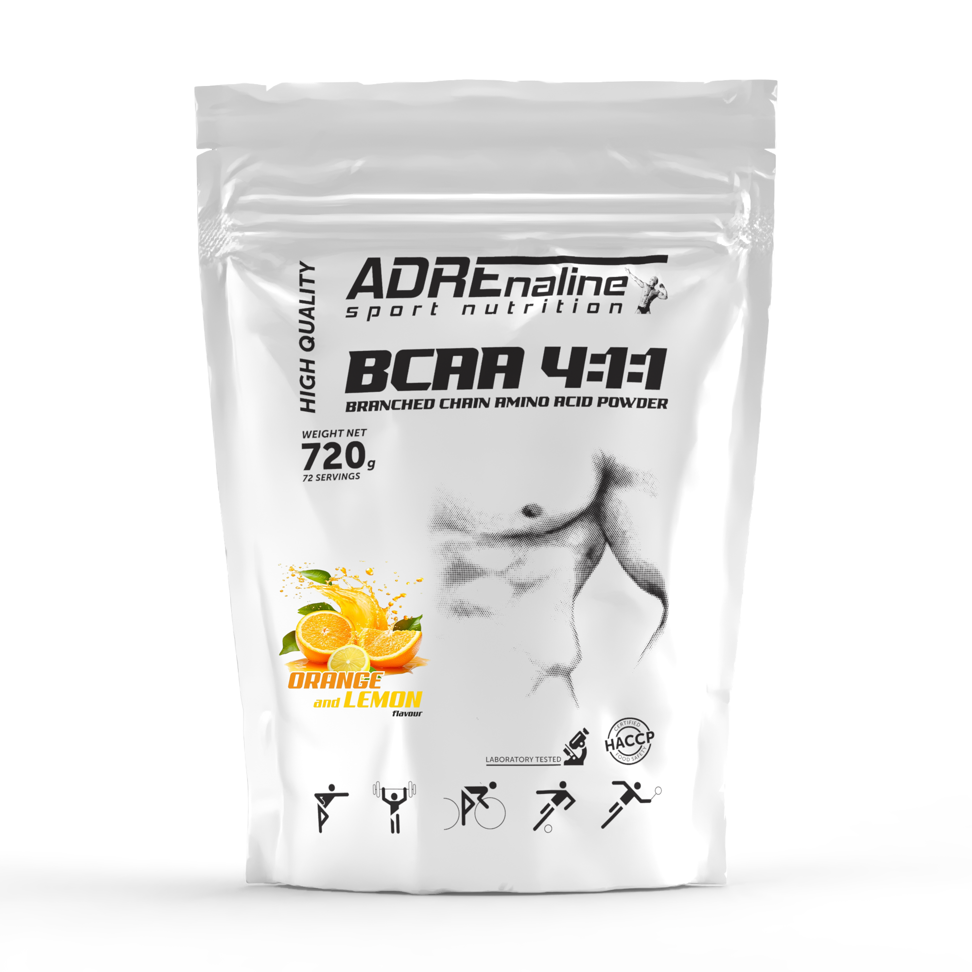 Adrenaline Sport Nutrition BCAA 4:1:1 Branched Chain Amino ACID Powder / 720 g