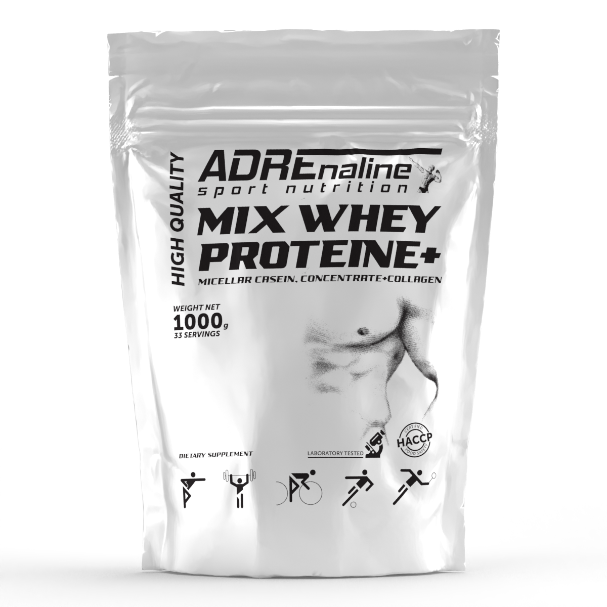 Протеїн Adrenaline Sport Nutrition Mix Whey Protein + Micellar Casein + Concentrate + Collagen 1000г без смаку