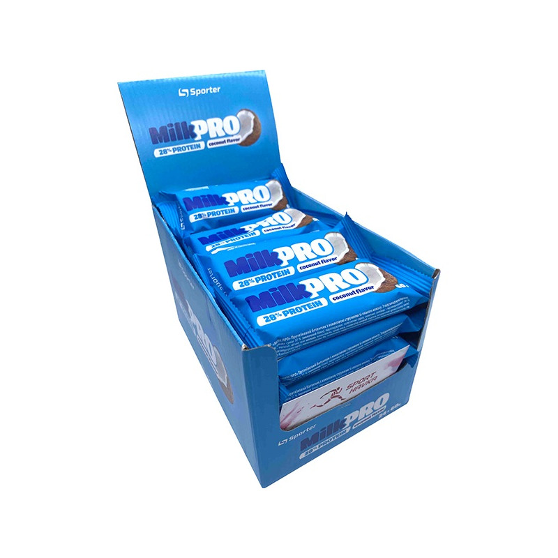 Батончик Sporter MilkPro 28% Кокос / 60 г / 24шт