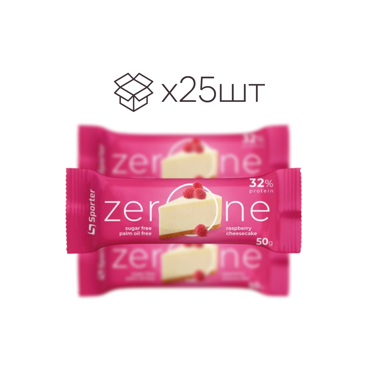 Батончик Sporter Zero One Малиновий чізкейк / 50 g / 25шт